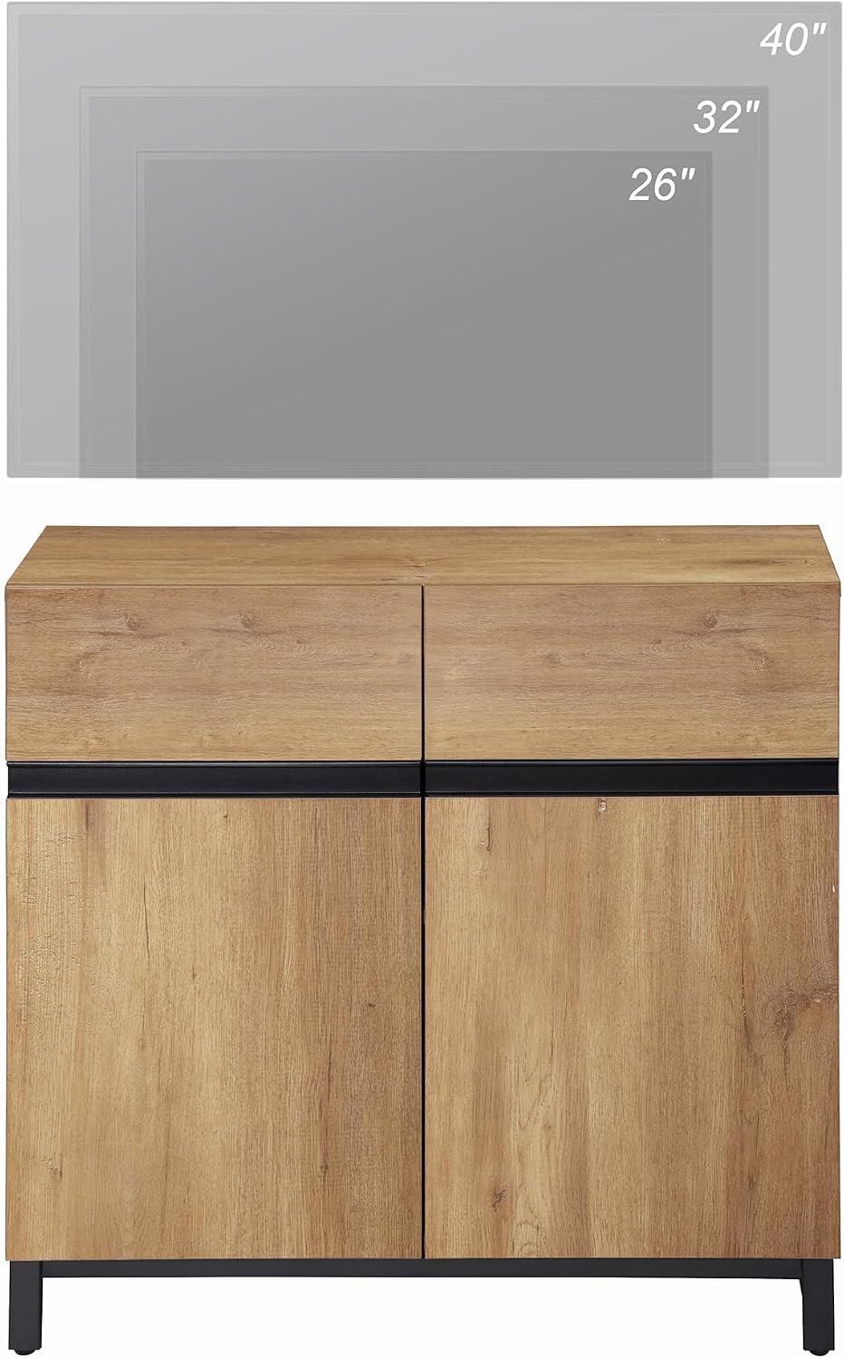 WAMPAT Modern TV Stand for TVs Up to 40 Inch, Entertainment Center Media Console with Adjustable Shelves & Metal Base for Living Room or Bedroom, Oak