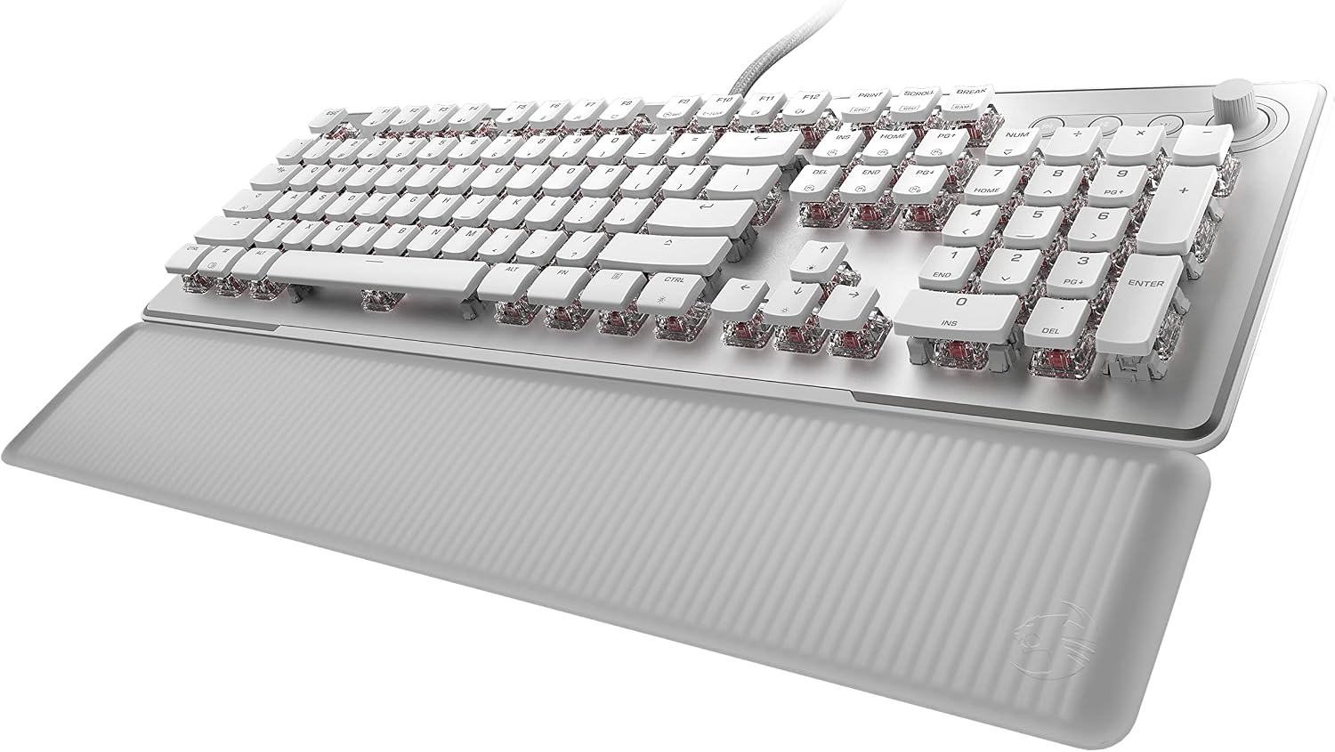 ROCCAT Vulcan II Max – Optical-Mechanical PC Gaming Keyboard with Customizable RGB Illuminated Keys and Palm Rest, Titan II Smooth Linear Switches, Aluminum Plate, 100M Keystroke Durability – White