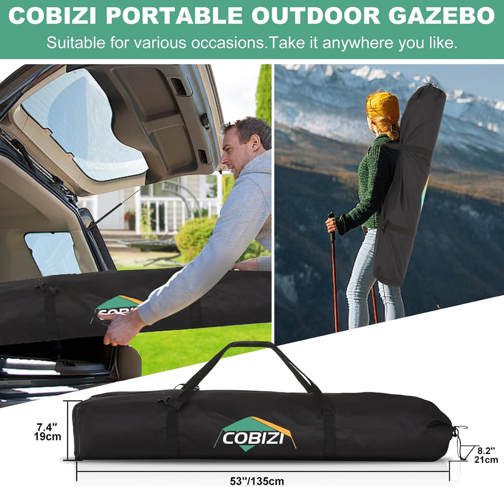 COBIZI 6x6 Pop up Gazebo Tent on Clearance, Ez up Waterproof Screen Tent Screen House with 3 sidewalls,Portable Outdoor Canopy with Carry Bag & Ground Stakes for Camping,Garden and Picnics, Blue