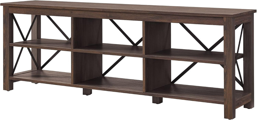 Henn&Hart Rectangular TV Stand for TV's up to 80' in Alder Brown, Electric Fireplace TV Stands for the Living Room