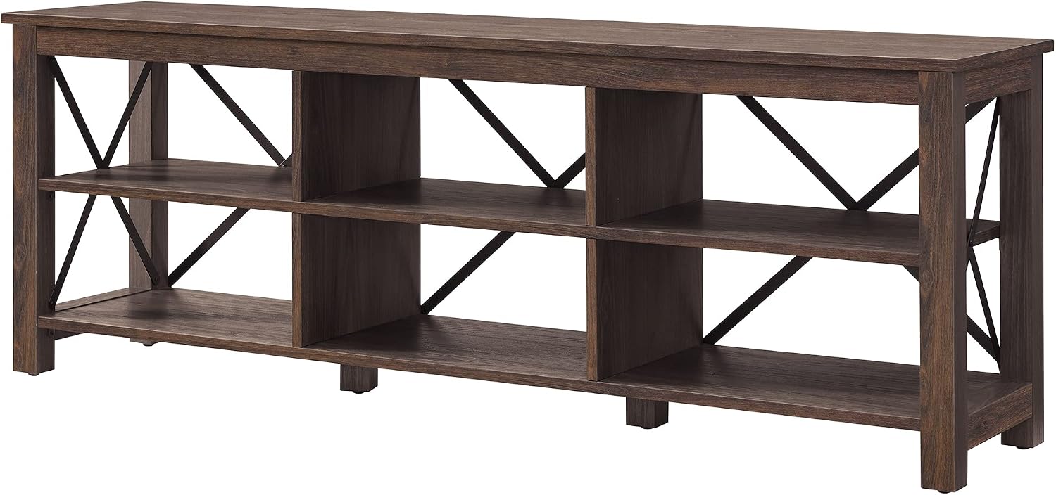 Henn&Hart Rectangular TV Stand for TV's up to 80' in Alder Brown, Electric Fireplace TV Stands for the Living Room