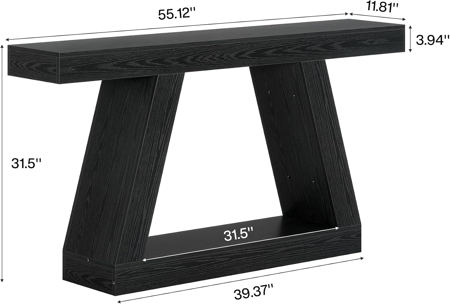 Tribesigns Farmhouse Console Table, 55-Inch Rustic Sofa Table with Storage, Industrial Wooden Entryway Table for Hallway, Living Room, Black
