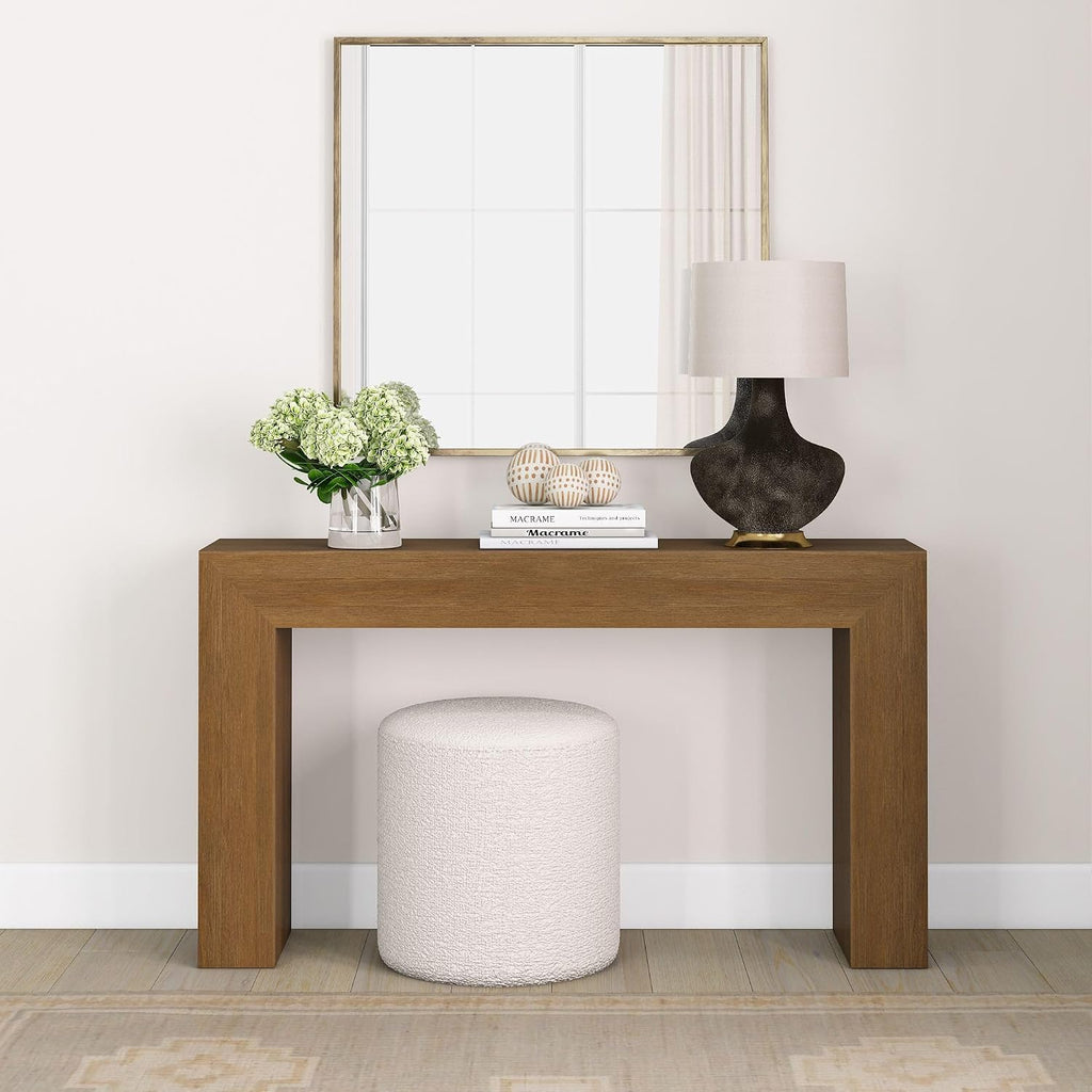 Plank+Beam Grand Console Table, 56 Inch Solid Wood Modern Sofa Table, Narrow Entryway Table for Hallway, Behind The Couch, Living Room, Foyer, Pecan Wirebrush