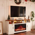 Farmhouse Fireplace TV Stand for up to 80 Inch TV, 70' Entertainment Center with Electric Fireplace & LED Strip, Fluted TV Consoles with Large Storage for Living Room (Fluted (White))