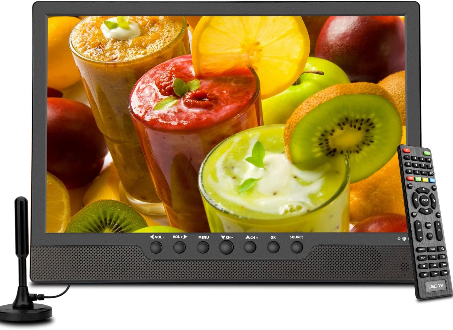 Othoig14'' Portable TV,Small TV with Batterys-HDMI,USB,AV Slot and 1 Antenna,Remote Control,12 Volt car Cable/AC for RV car/Camping/Kitchen