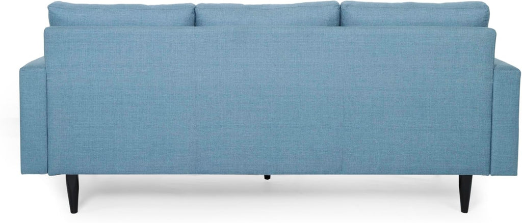 Christopher Knight Home Jenby Modern 3-Seater Sofa, Tufted Waffle Stitch Fabric Couch with Rubberwood Tapered Legs, Modern Living Room Sofa Couch for Family & Guests, Blue