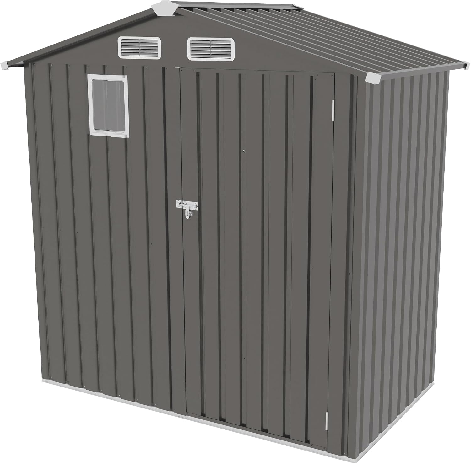 KEIKI 6x4 FT Outdoor Metal Storage Shed with Window and Lockable Door,Peaked Roof for Patio Backyard Garden