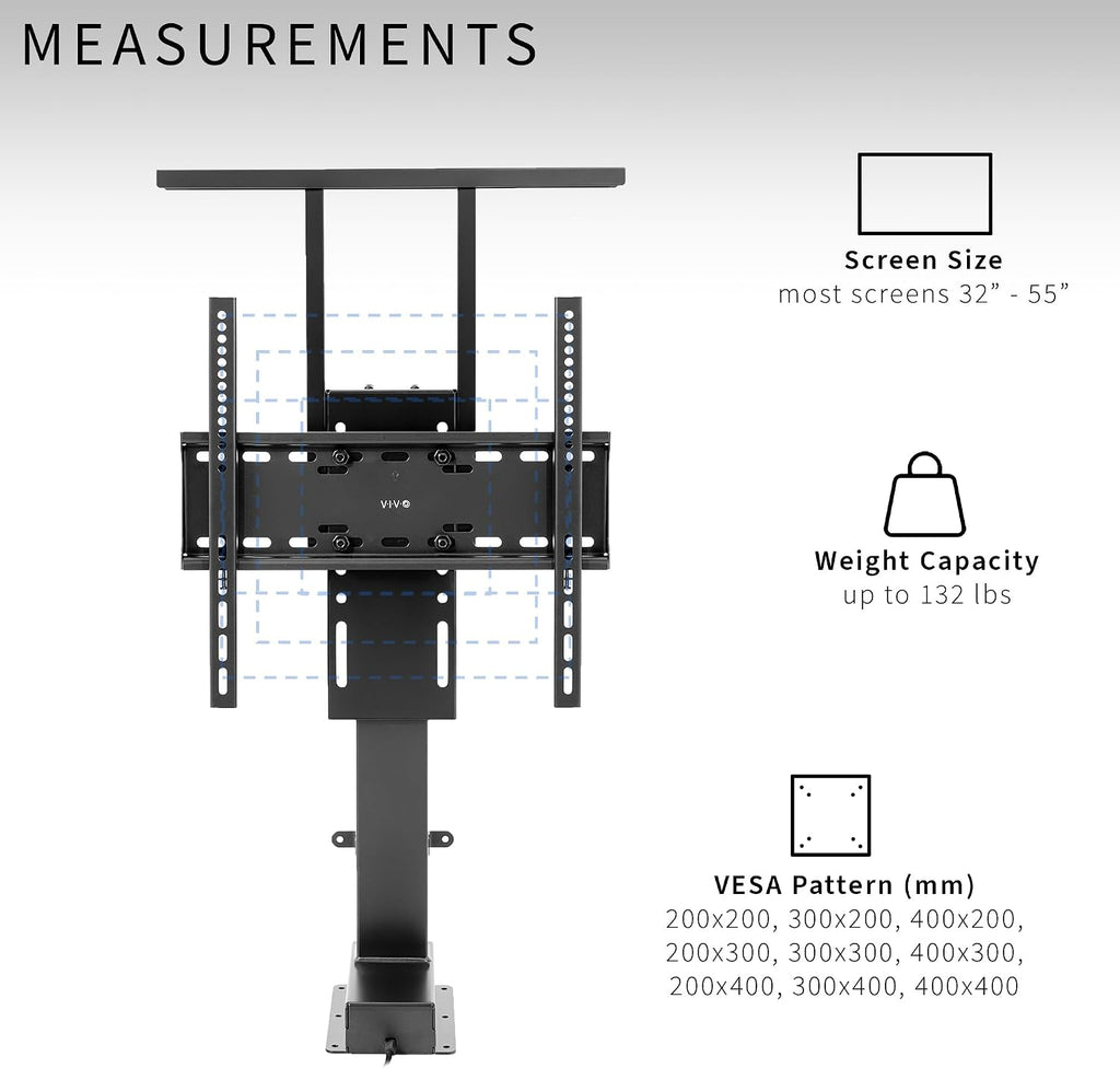 VIVO Motorized TV Stand for 32 to 55 inch Screens, Vertical Lift Television Stand with Remote Control and Tuya Smart App Compatibility, Compact TV Mount Bracket, MOUNT-E-UP55P