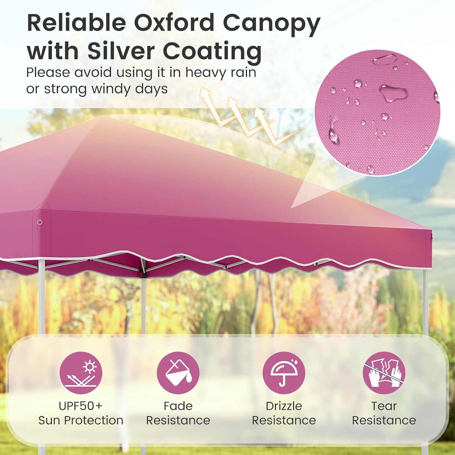 Goplus 10x10 FT Pop Up Canopy, Easy Up UPF50+ Outdoor Shade Canopy with Wheeled Bag, 8 Stakes, 4 Anchors, 4 Wind Ropes, 4 Sandbags, Portable Patio Canopy Tent for Party Camping Event