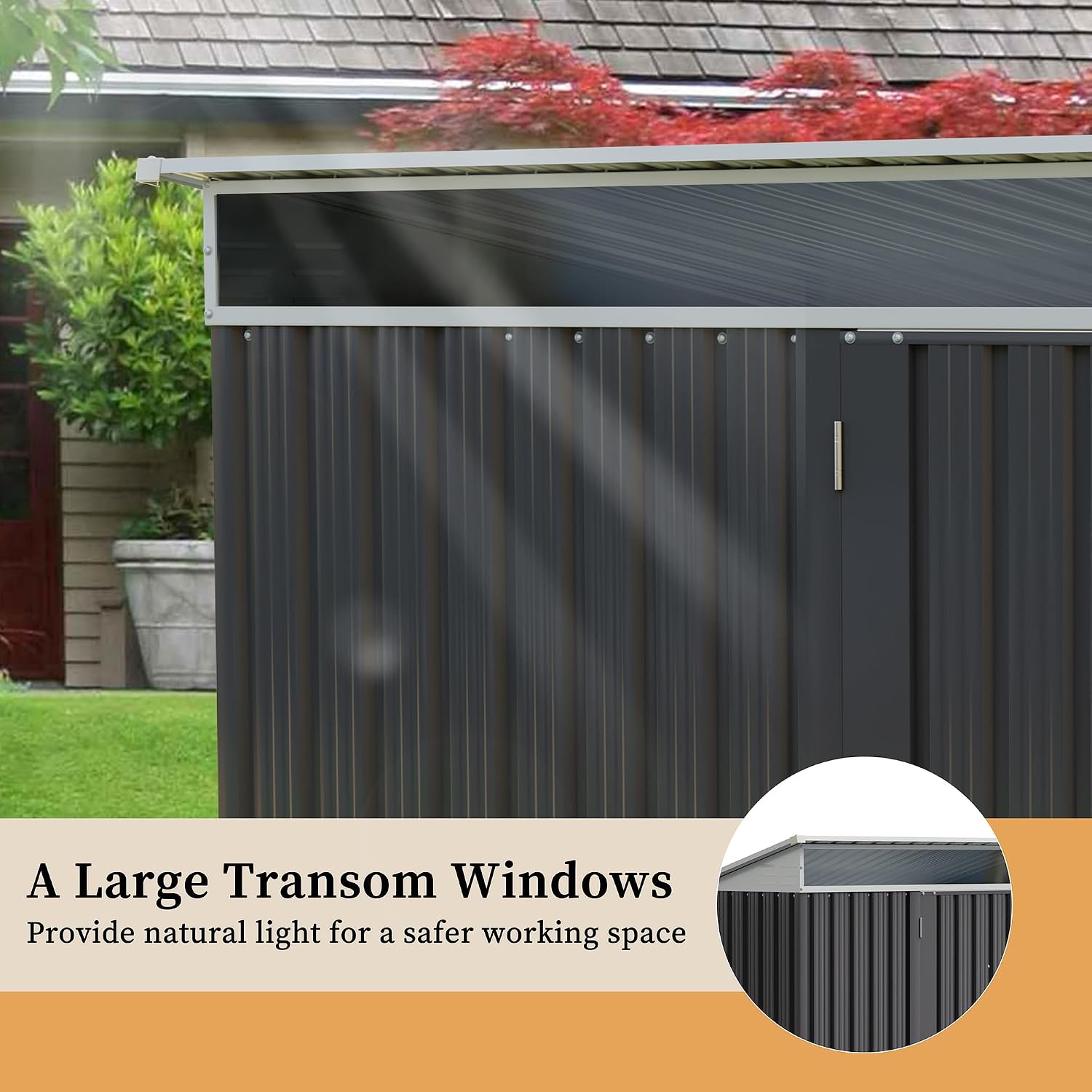 Vongrasig 6x4 FT Outdoor Storage Shed, Metal Lean to Shed with Window and Lockable Door, All-Weather Graden Tool Shed for Backyard Garden Patio Lawn, Dark Grey