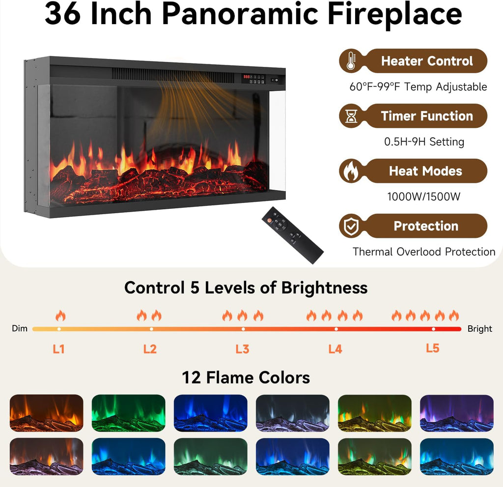 63' Farmhouse TV Stand with Fireplace for TVs up to 70', Media Entertainment Center with Adjustable Shelves, Farmhouse TV Console for Living Room, White & Black