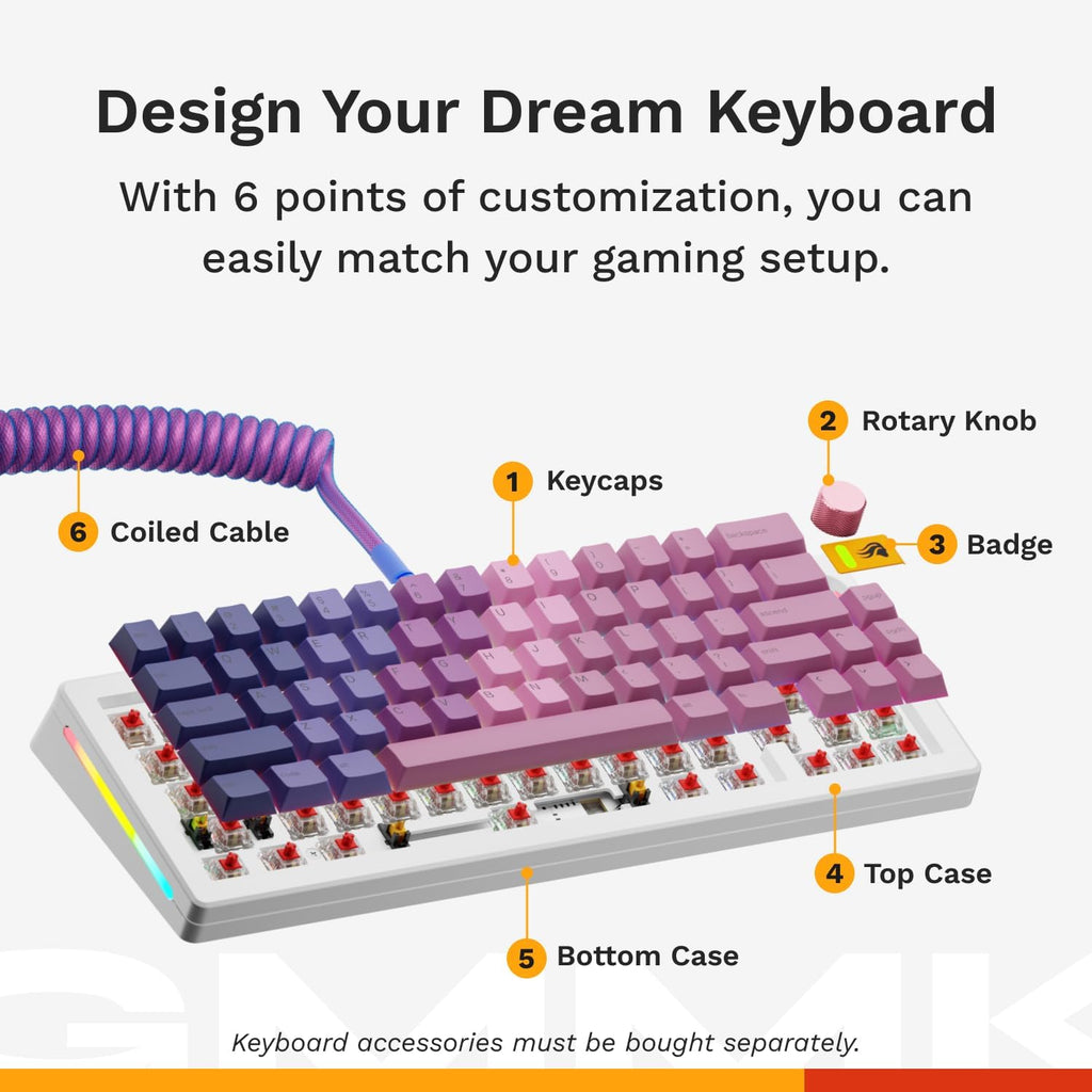 Glorious Gaming - GMMK 3 HE Rapid Trigger Keyboard, Hall Effect, 8K Polling Rate, MX Mechanical & Magnetic Switches, Hotswappable 65% Keyboard, Modular Gasket System, Doubleshot PBT keycaps (White)