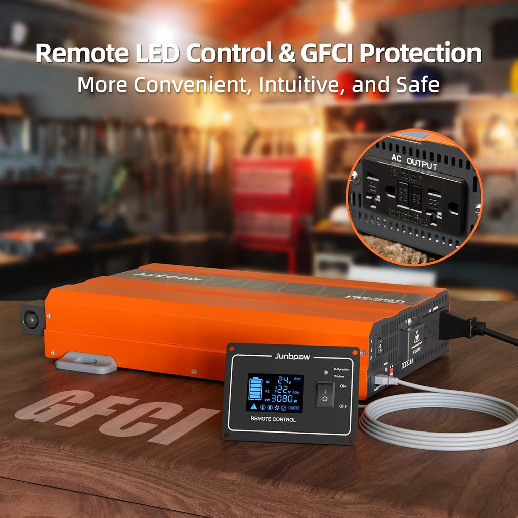 3080W Pure Sine Wave Inverter 24V to 110V Ultra Quiet, Game-Changing Design | 24V to 120 Converter for Home, RV, Camping, Off-Grid & Outdoor Adventures丨DC to AC (LGE-24-3080TI)
