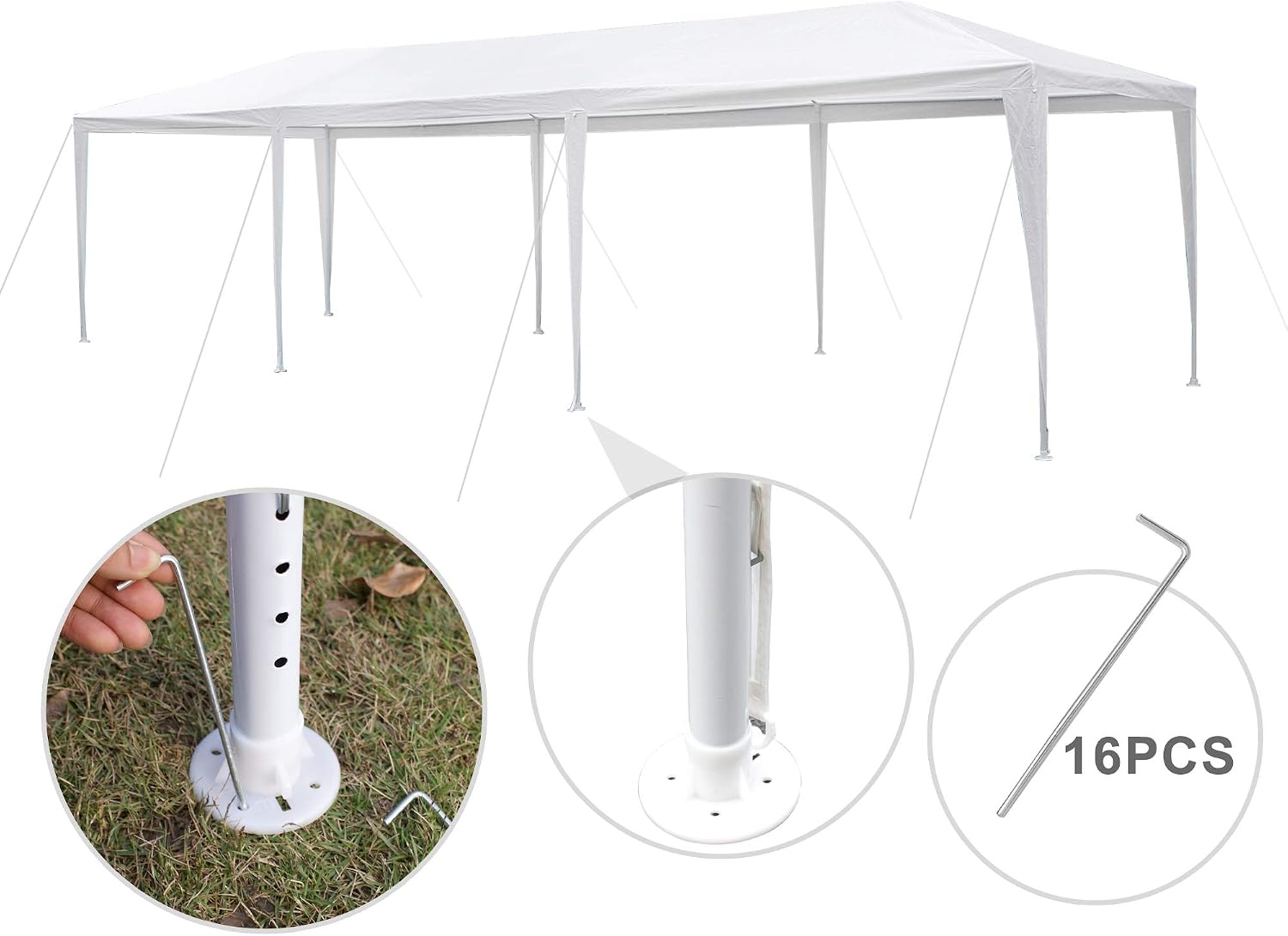 10' x 30' Outdoor White Waterproof Gazebo Canopy Tent with Removable Sidewalls and Windows Tent for Party Wedding Events Beach BBQ