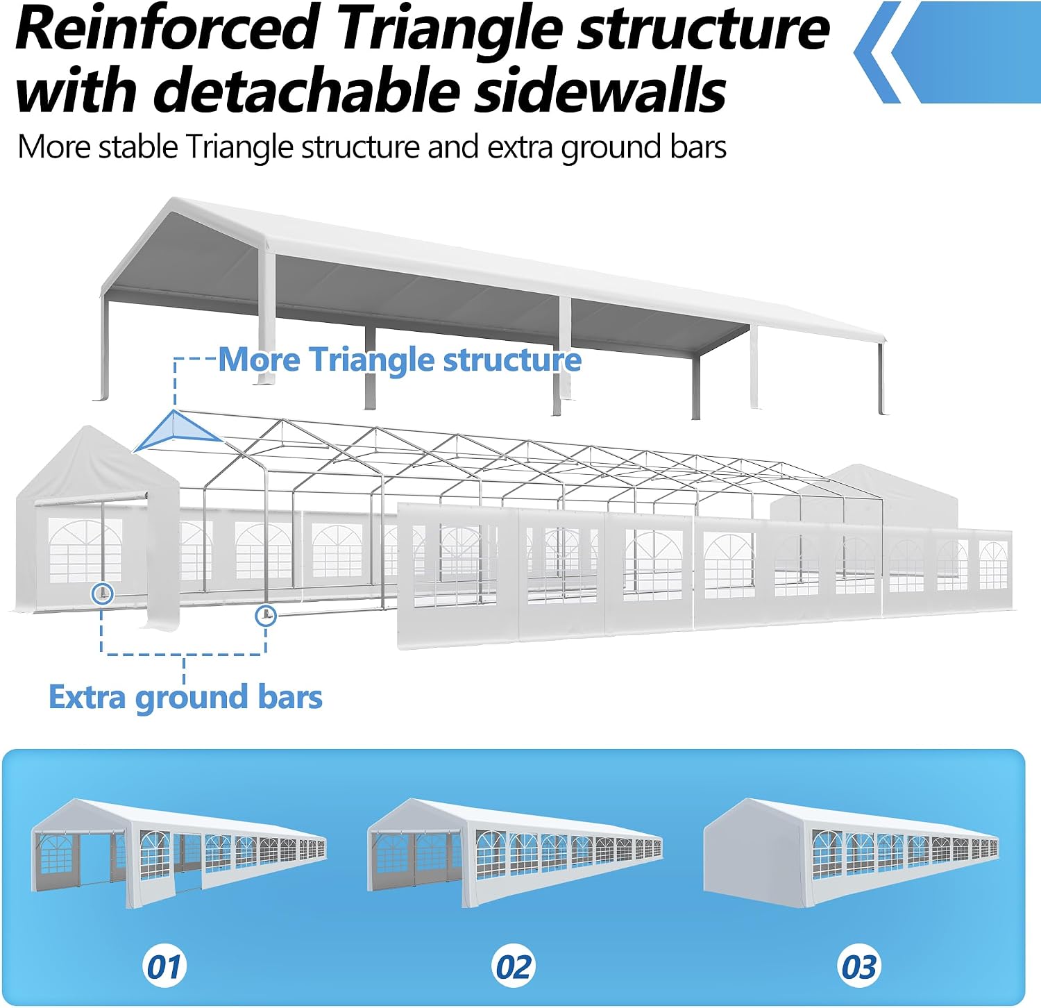 20'x60' Party Tent Heavy Duty, Large Wedding Event Tent with Removable Sidewalls & 4 Sand Bags, Event Canopy Shelter for Parties Outside UV50+ Waterproof, Carpas para Fiestas (20x60 FT)