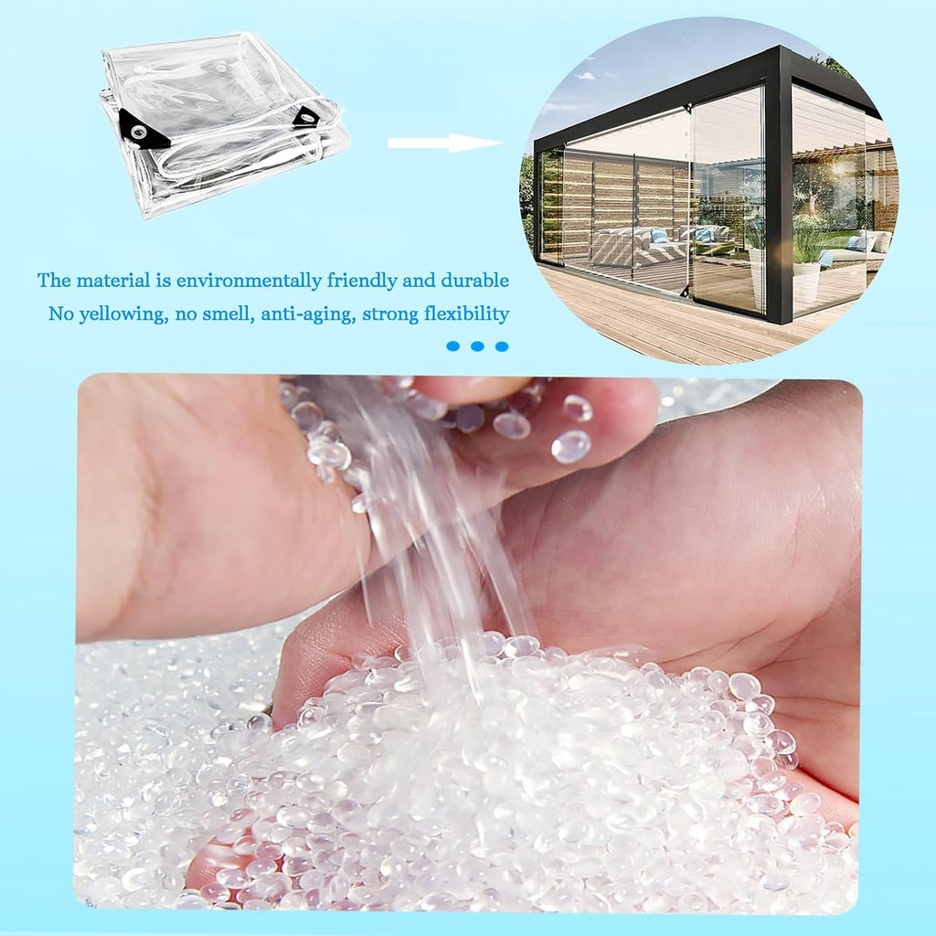 Zipper tarpaulin，Outdoor Vinyl Curtain, Clear Gazebo Side Panels Heavy Duty Waterproof Tarp with Zipped Door,0.5mm，for Pergola, Garden, PlantsResistant Outdoor Curtain ( Size : H2.1xW10m/H6.8xW32.8ft