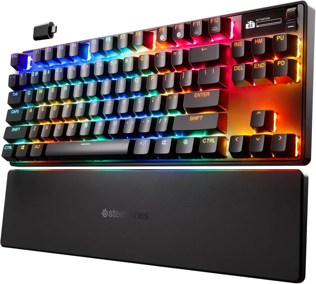 SteelSeries Apex Pro TKL Wireless Gen 3 OmniPoint 3.0 HyperMagnetic Switches — Adjustable Actuation — Rapid Trigger — Game-Ready Presets — Protection Mode — Rapid Tap/SOCD — Dual Wireless — OLED