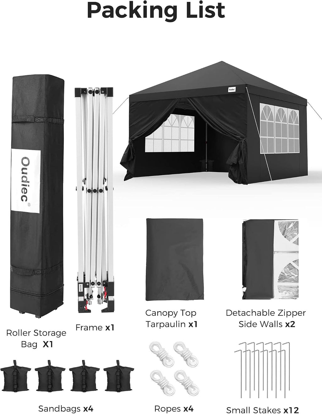 Pop up Canopy Tent - 10x10ft Outdoor Tent with Window and Removable Side Wall Door, Waterproof Camping Awning Gazebo-Tent for Outdoor, with Wheeled Storage Box