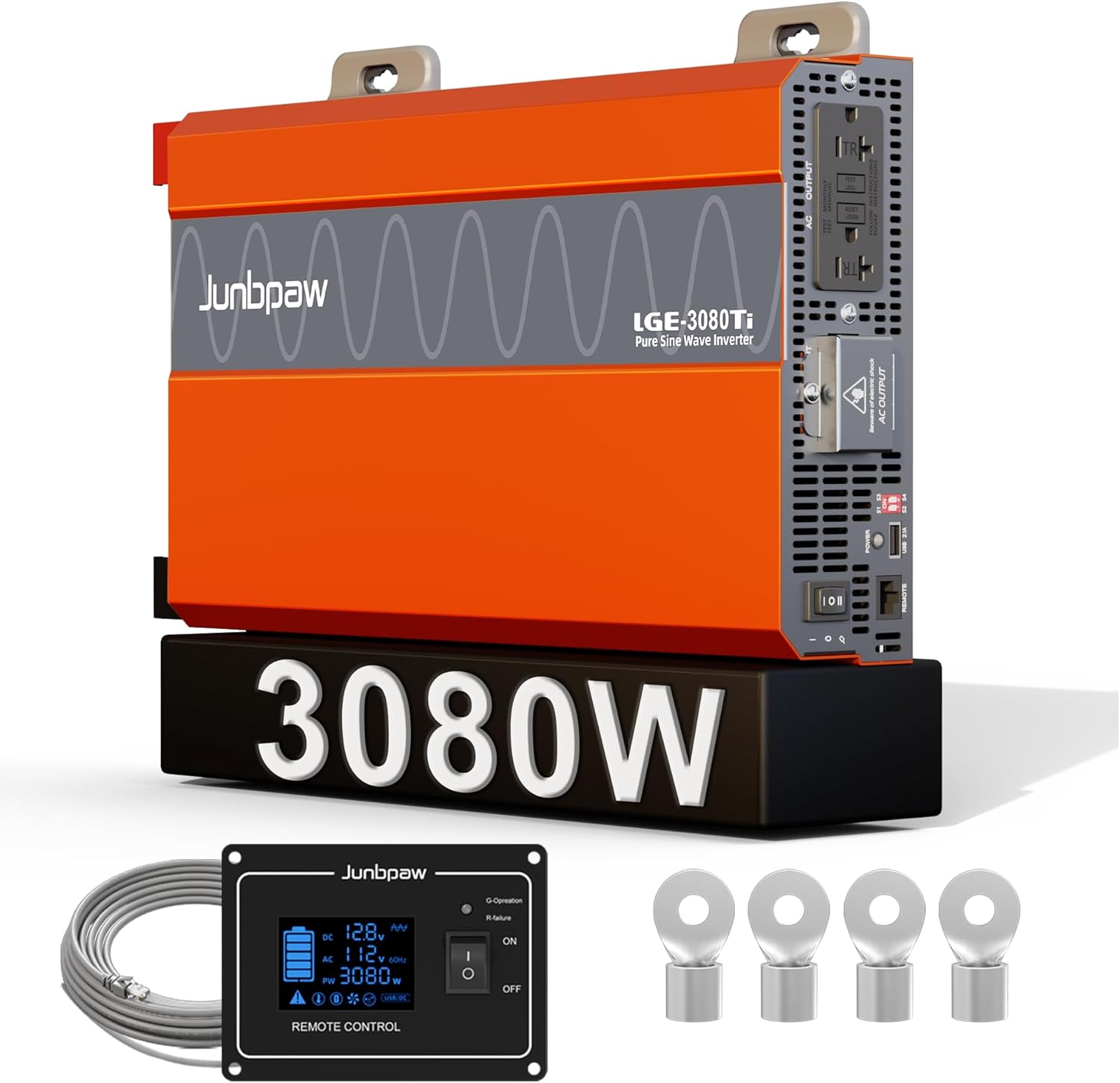 Pure Sine Wave Inverter 12V to 110V Ultra Quiet, Game-Changing Design | 12V to 110 Converter for Home, RV, Camping, Off-Grid & Outdoor Adventures丨DC to AC (LGE-12V-3080Ti)