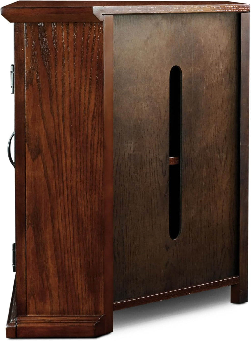 Leick Home 80385 Leaded Glass Three Door Corner TV Stand with Enclosed Storage For 50' TV's, Burnished Oak