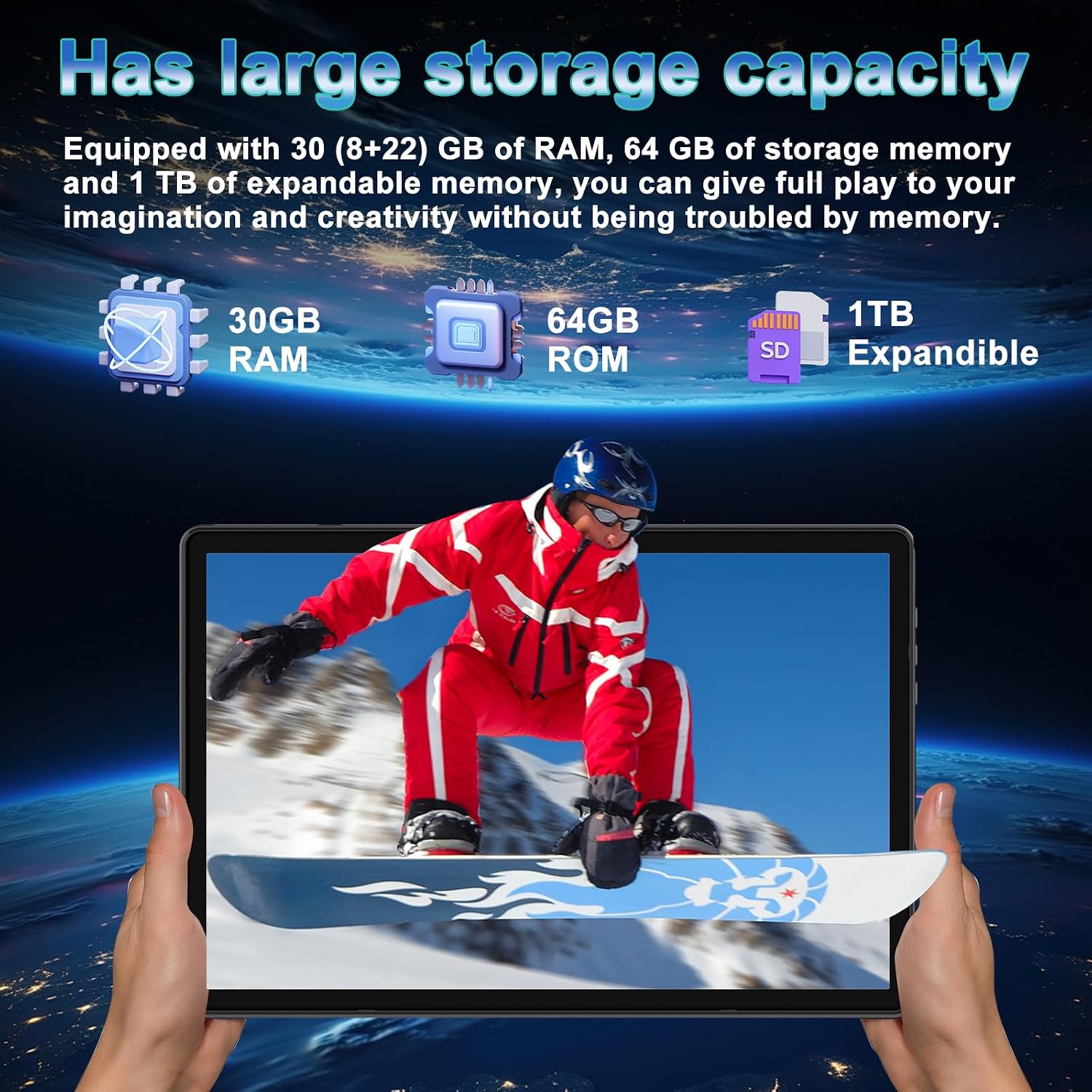 DMOAO Tablet, 2026 Android 15 Tablet with Gemini AI, 30GB RAM 64GB ROM /1TB TF, 6000mAh Battery, Octa-Core 2.0GHz, 10.1 Inch FHD Display, Widevine L1, 2 in 1 Tablets with Keyboard Mouse(Black)