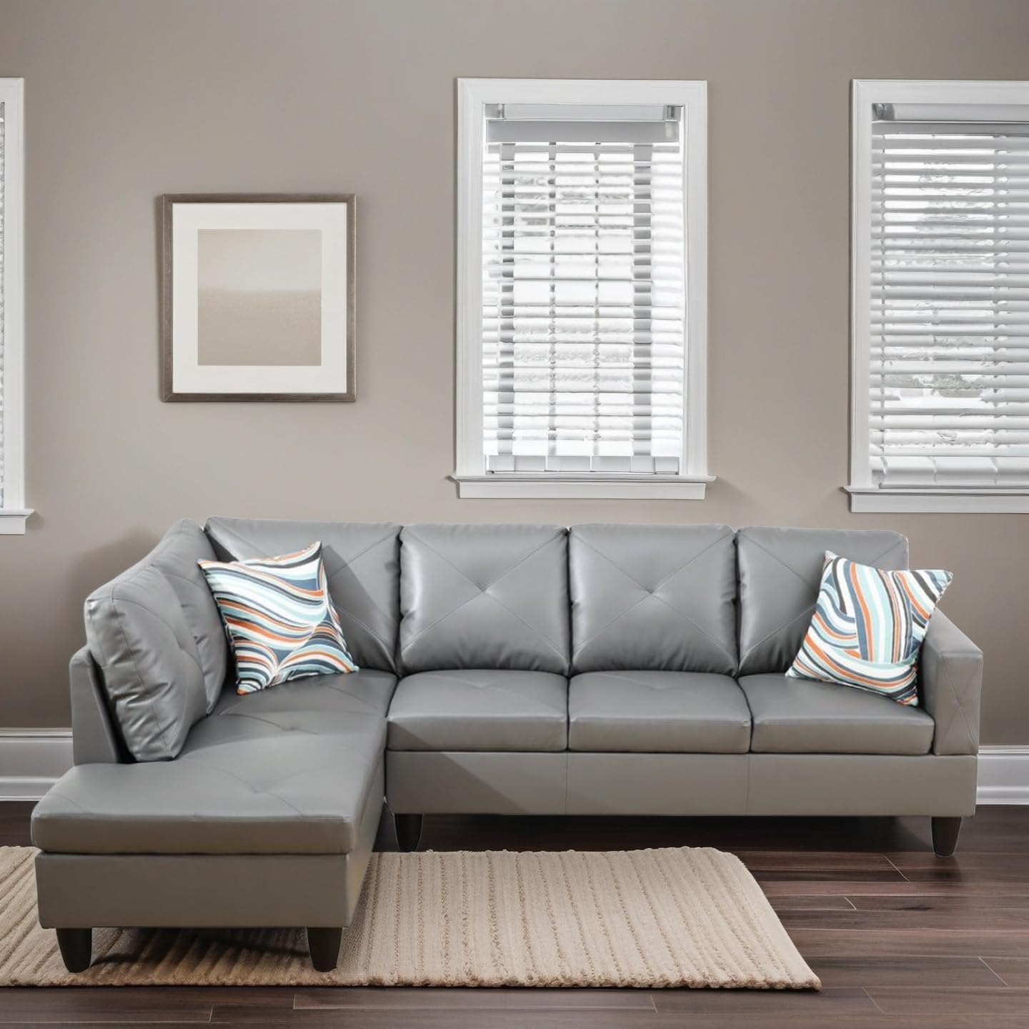 L-Shaped Sectional Sofa, Modern Sectional Couches Home Sofas for Living Room with Movable Chaise, Modular Living Room Sets Furniture for Apartment Bedroom & Office, Dark Grey