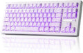 ZORNHER ZH870 Wireless Gaming Mechanical Keyboard,80% White Custom Creamy Sound Keyboard with Lighted Up White Topographic Keycaps,Creamy Sounding Linear Switches,Hot-Swappable,RGB Backlit