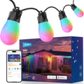NEEWER 144ft Outdoor String Lights, App Control Smart AI RGBW Dimmable Patio Balcony Backyard Outside Hanging Lighting, IP65 Waterproof, 45 LED Bulbs, 50+ Scenes, Compatible with Alexa Google, NR01