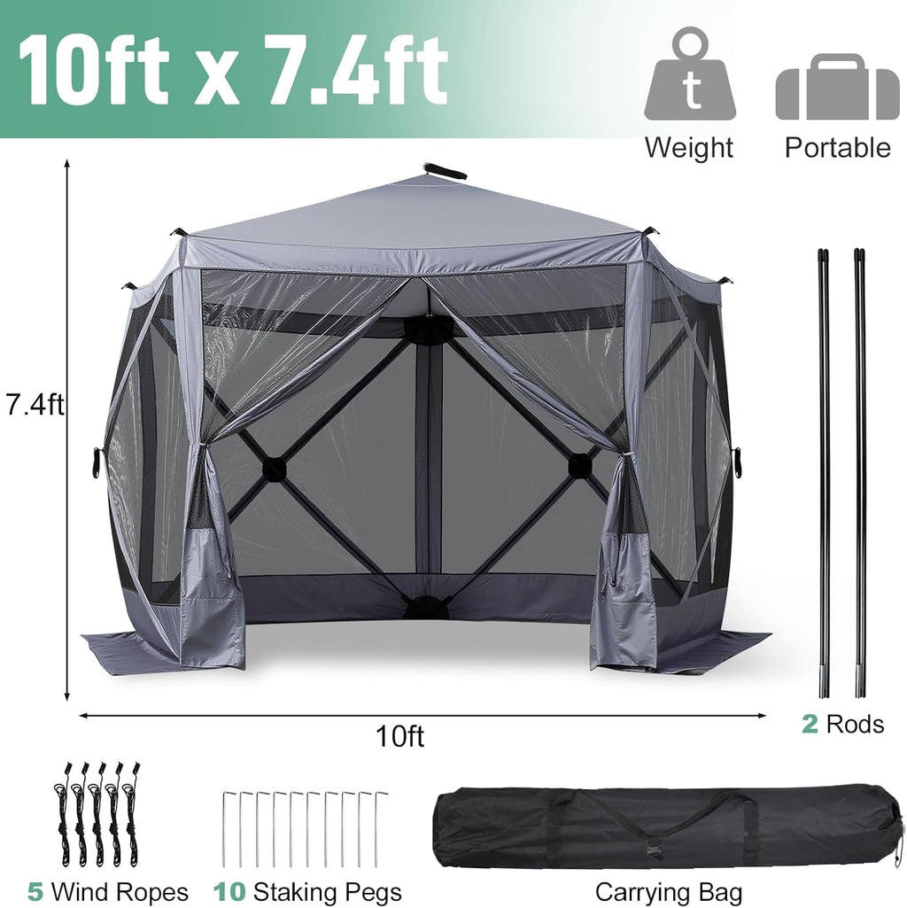 Outvita 10x10ft Instant Pop-Up Screen Tent - Outdoor Gazebo Canopy with Mosquito Netting & Carrying Bag - Versatile Pavilion Tent for Patios and Events