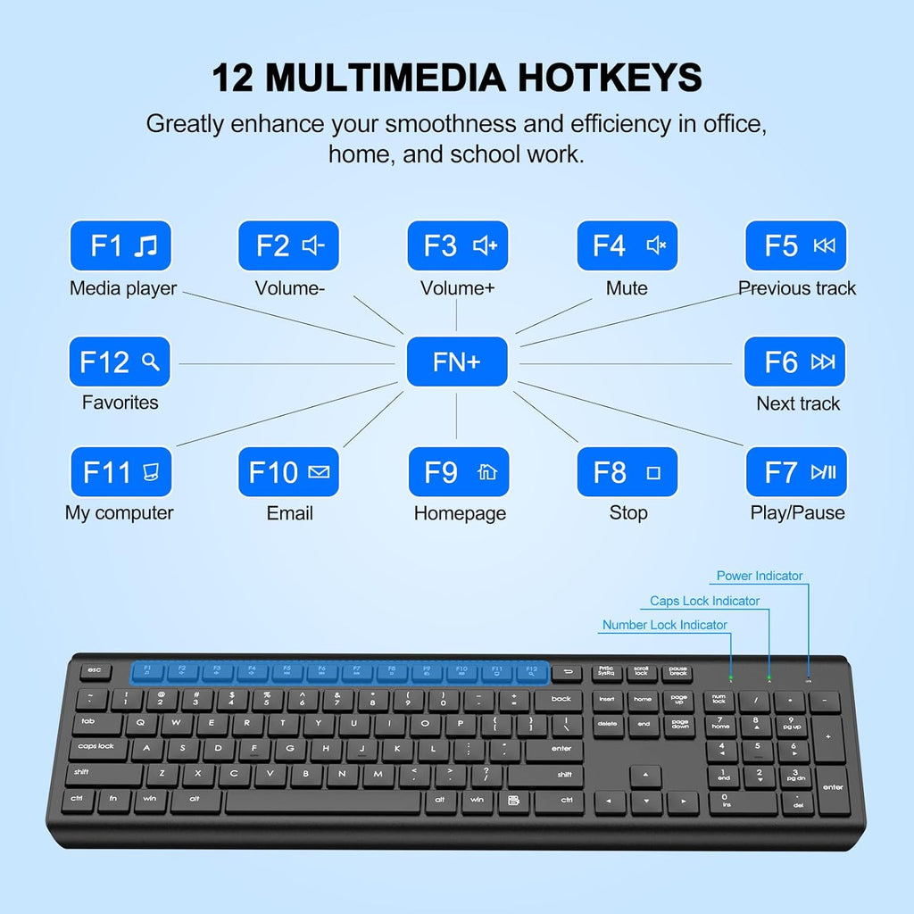 Wireless Keyboard and Mouse Combo, Full Size Silent Ergonomic Keyboard and Mouse, Long Battery Life, Optical Mouse, 2.4G Lag-Free Cordless Mice Keyboard for Computer, Mac, Laptop, PC, Window(8 Pack)