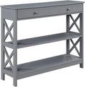 Convenience Concepts Oxford 1-Drawer Console Table 39.5' - Farmhouse Sofa Display with Storage Shelf For Living, Family, & Dining Room, Modern Entryway Hall Table for Kitchen, Bedroom, Gray