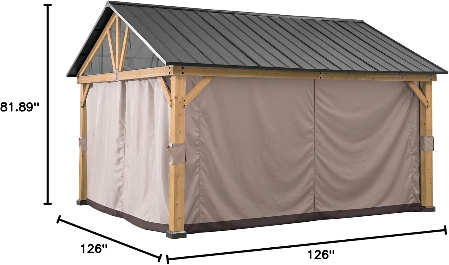 SUNJOY Replacement Curtain for Sunjoy 11×13 ft. Wood-Framed Gazebos (with Netting Tube), Khaki