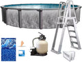 In The Swim 24' Round Above Ground Swimming Pool - Emotion Package - Featuring: Sand Filter, Pump System and A-Frame Ladder