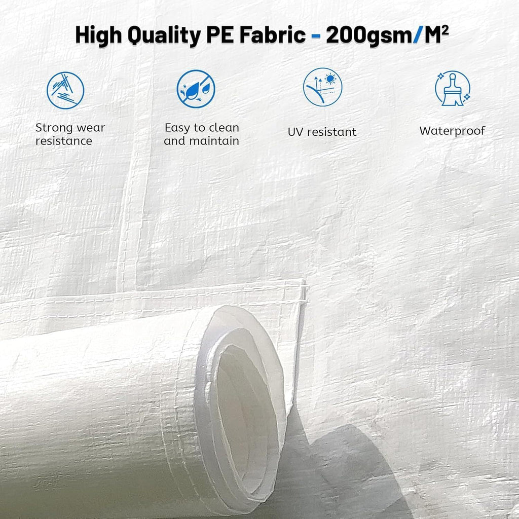10'X12' Gazebo Cover for Hardtop Gazebos, Outdoor Universal Winter Gazebo Cover with Sidewalls and Mesh Windows, All Season Waterproof Enclosed Gazebo Cover, White