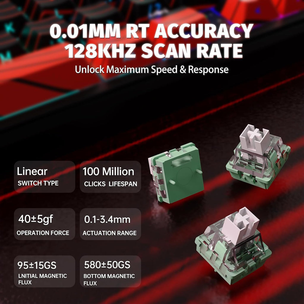 ATTACK SHARK X11 & X65 PRO HE Rapid Trigger Hall Effect Keyboard,60% Magnetic Keyboard 8K Polling Rate RGB Hot Swap,Wireless Gaming Mice with Charging Dock 22K DPI,BT/2.4Ghz/Wired,Coiled Cable-Red