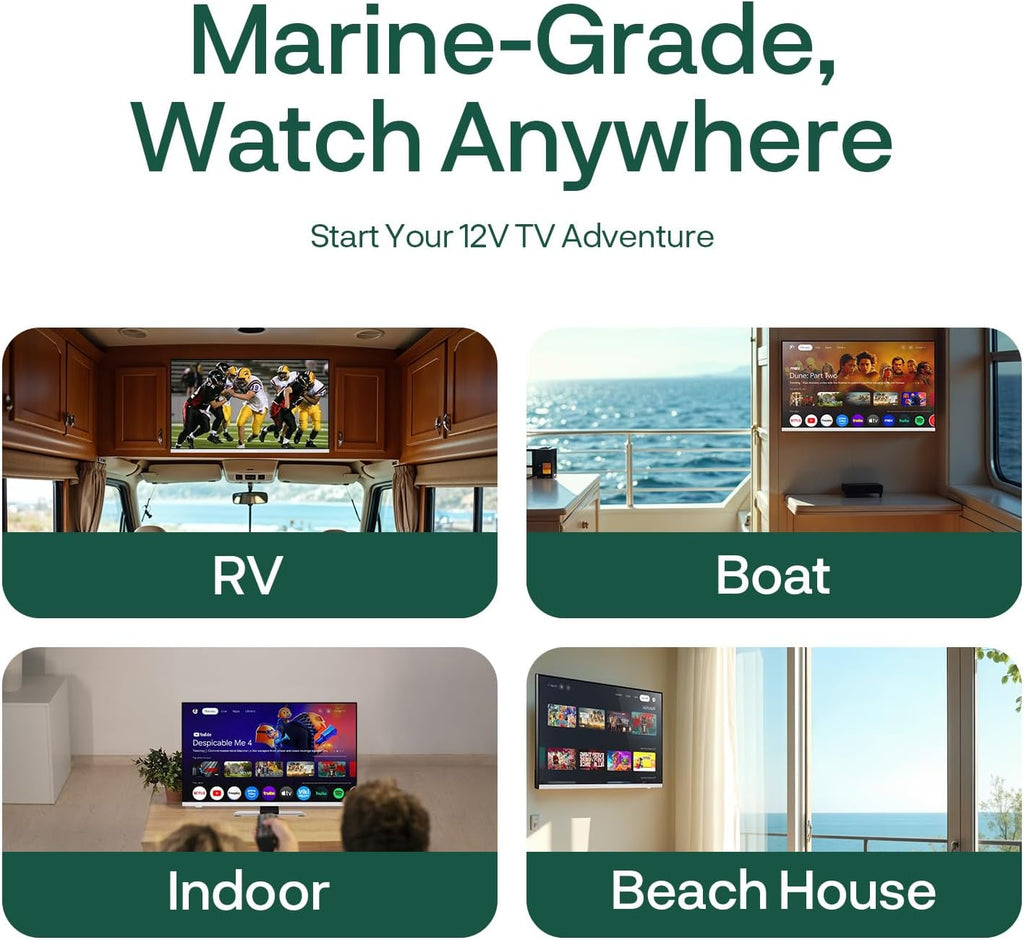SYLVOX 12 Volt TV, 22' Smart RV TV w/DVD Player | 1080P Full HD, Wide Viewing Angle, ATSC Tuner, HDMI & USB, AC/DC Powered for RV, Boat, Yacht, Beach House, or Home