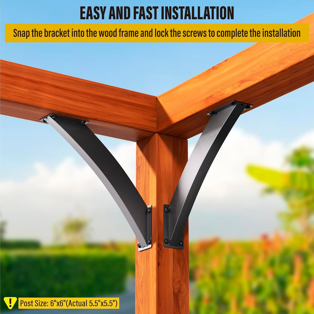 Heavy Duty 45 Degree Angle Support Bracket 2'×4' (Actual: 1.5'×3.2') Wood Beam Support Hardware Degree Post Bracket for Gazebos Pagola Porches 8Pcs