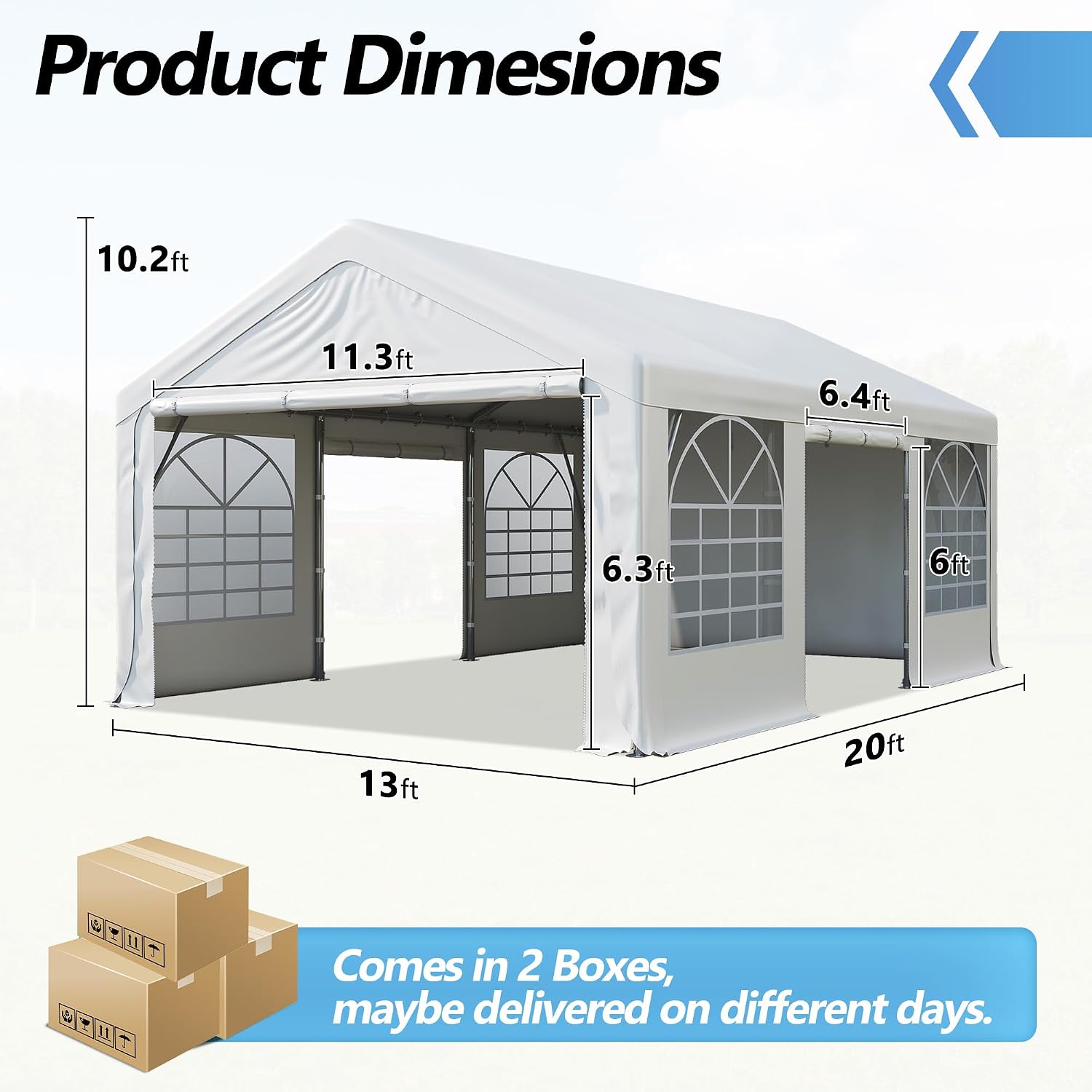 13'x20' Party Tent Heavy Duty, Wedding Tent with Removable Sidewall & 4 Sand Bags, Outdoor Events for Wedding, Birthday Party (13' x 20')