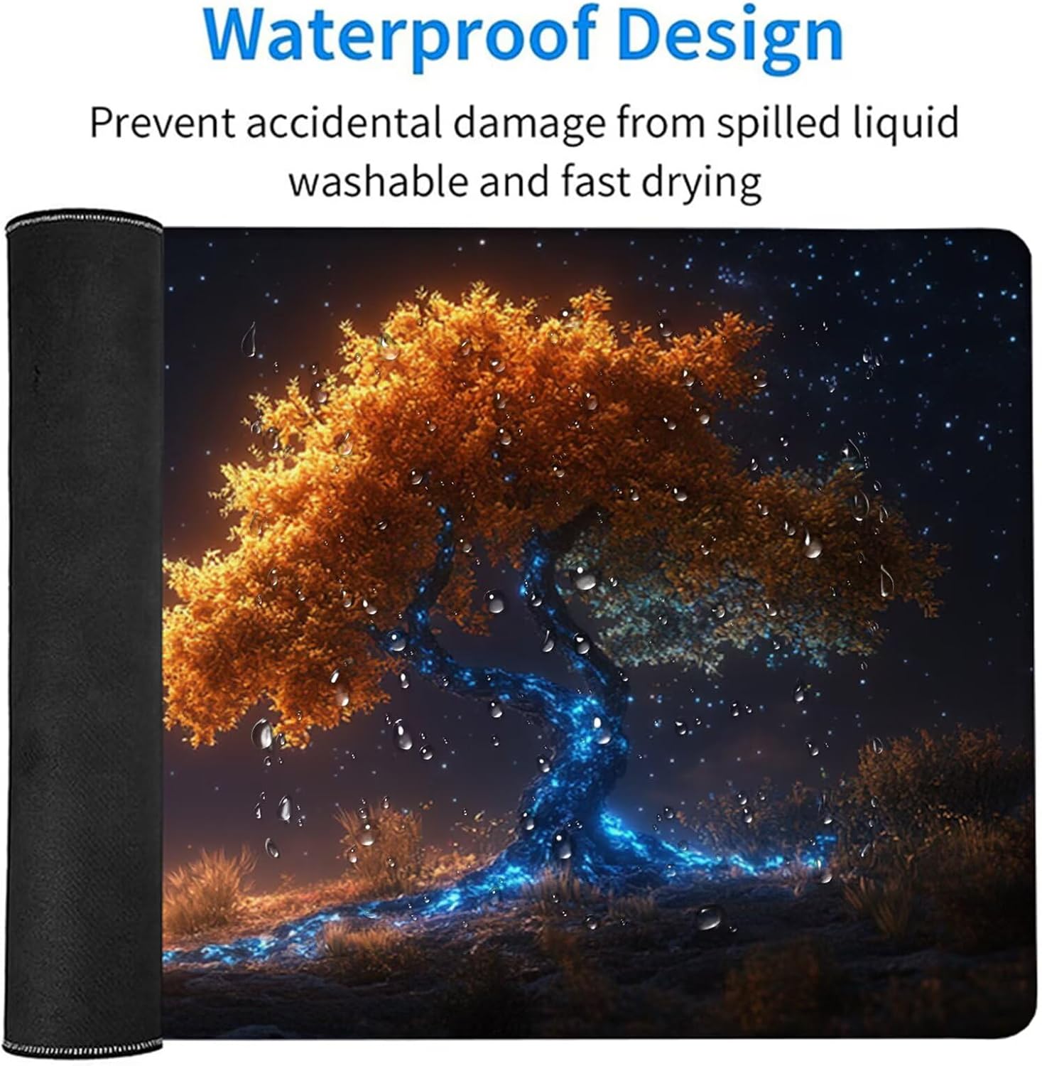 Tree Gaming Mouse Pad, Mouse Pad 60x32in, Large Desk Mat with Non-Slip Rubber Base, Office Desk Accessories, Large Extended Gaming Keyboard Mat, Big Mousepad for Computer Gamer Office, Blue 6-8043