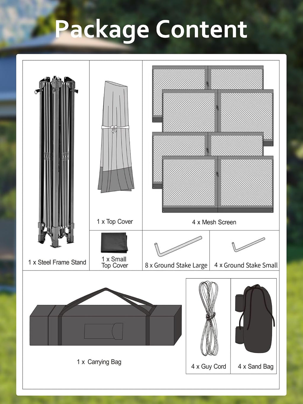 Garvee 13x13 ft Pop Up Gazebo, Canopy Tent with Mosquito Netting, Outdoor Gazebos for Backyard & Patio Furniture - Pop Up Canpy with Wheeled STO-N-Go Cover Bag(Navy Blue+Hemp Grey)