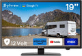 SYLVOX 19-Inch RV TV, 12 Volt Smart TV with Google OS, 178° Wide Viewing, HDMI/USB Ports, AC/DC Power, Voltage Protection for Camper, Motorhome and RV Use