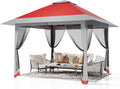 13x13FT Pop-Up Gazebo, Instant Canopy Gazebo with Mosquito Net & Double Roof, Adjustable Height Canopy Tent, UV-Resistant Outdoor Shelter for Patio, Backyard, Garden, and Camping