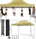 COBIZI 10x15 Pop Up Canopy Without Sidewall,Heavy Duty Canopy UPF 50+ All Season Wind Waterproof Commercial Outdoor Wedding Party Tents for Parties Gazebo with Carry Bag(10 x 15 ft Khaki)