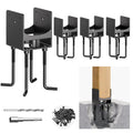 Heavy Duty Stainless Steel Post Base Anchor Bracket for 6'x6' Post with Air Flow Channel, U-Shaped Post Holder Bracket with Rebars for Concrete Foundation, Wood Gazebo, Pergola, 4Pack[Patent Pending]
