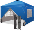 12x12 Pop Up Canopy Tent with One Push Setup, Outdoor Sun Shade Canopy with Vent Top for Backyard Party, Easy Up Instant Shelter with 4-Sandbags & Wheel Bag, Blue.