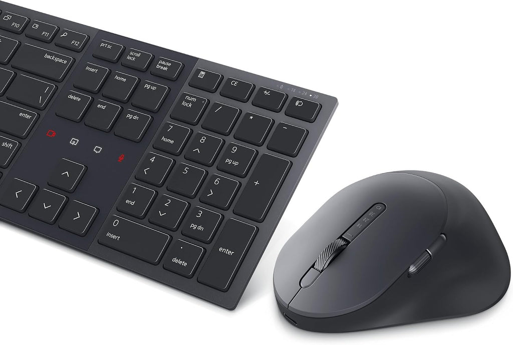 Dell KM900 Premier Collaboration Keyboard and Mouse - Zoom Touch Controls, Backlight Keyboard, Bluetooth 5.1, Radio Frequency 2.4GHz - Black