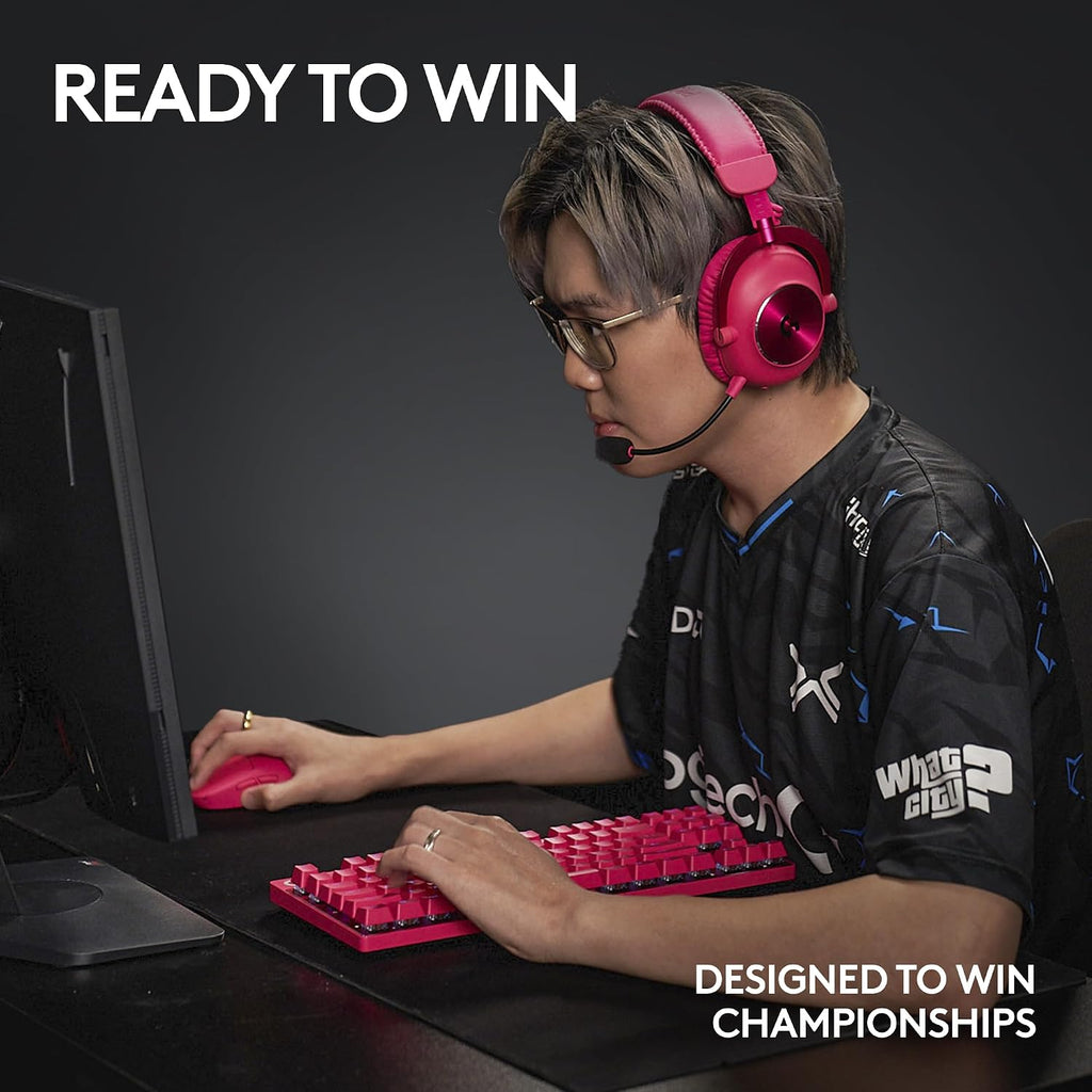 Logitech G PRO X TKL Lightspeed Wireless Gaming Keyboard, Ultra-Portable Tenkeyless Design, LIGHTSYNC RGB, PBT keycaps, Tactile Switches (GX Brown) - Magenta