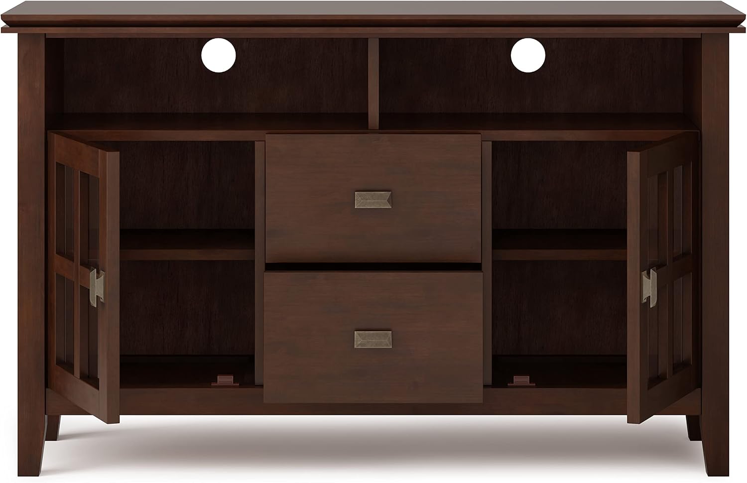 SIMPLIHOME Artisan TV Stand - 48 inch Wide Solid Wood Media Console in Russet Brown, Contemporary Entertainment Center for Living Room for TVs up to 55 Inches with Drawers and Cable Management