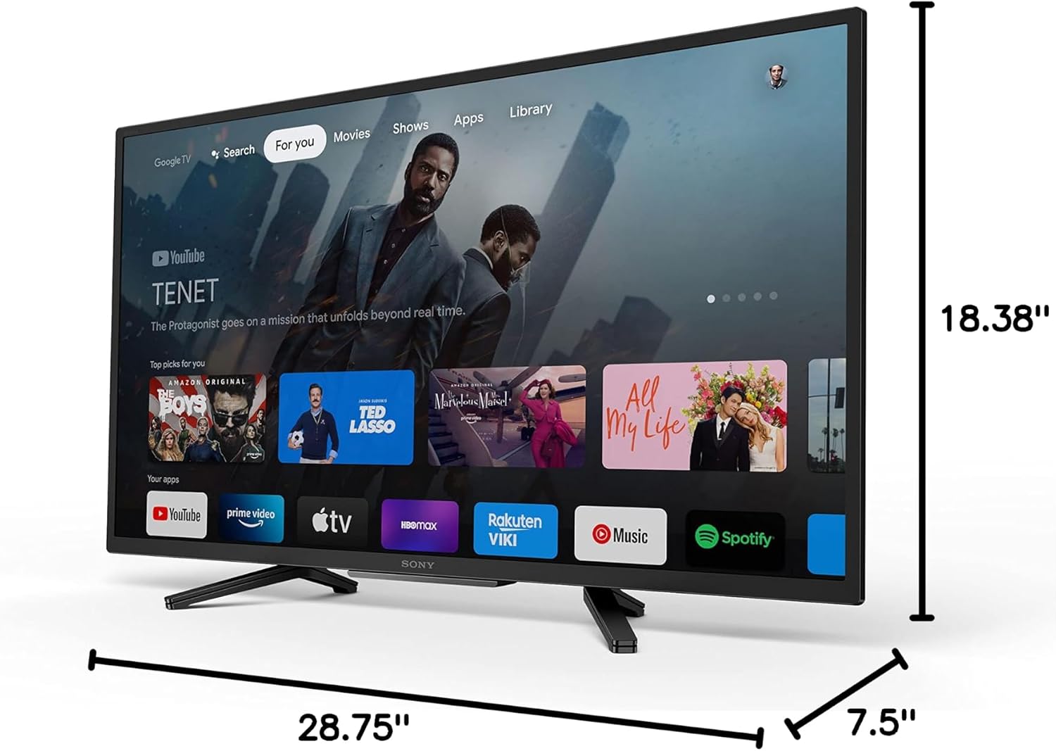 Sony 32 Inch 720p HD LED HDR TV W830K Series with Google TV and Google Assistant-2022 Model, Black