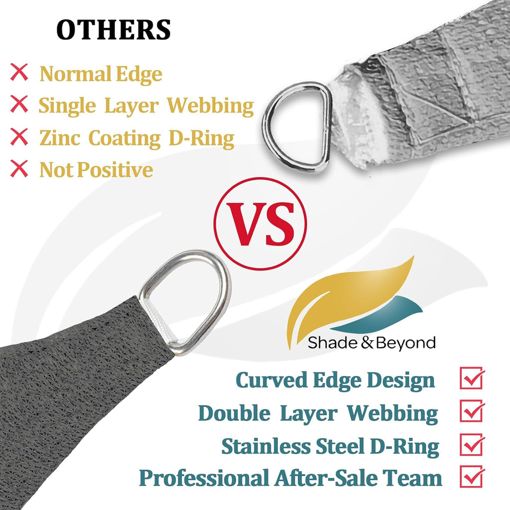 Shade&Beyond Custom 06'x10' Sun Shade Sail Canopy Rectangle UV Block Breathable Curved Sunshade for Backyard Yard Deck Outdoor Facility and Activities, Dark Grey (We Make Custom Size)